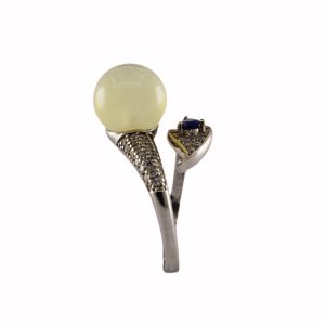 银色花苞形珠子戒指