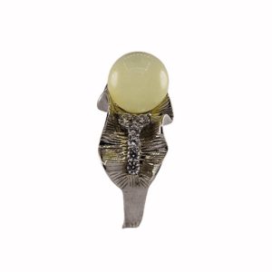 银色宽丝带形珠子戒指