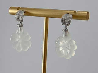 银色帆形四叶草耳钉 - 图片 4