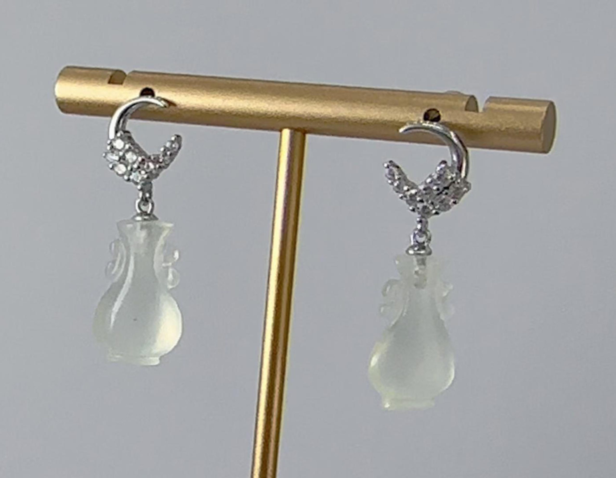 银色月亮星星如意瓶耳钉 - 图片 5