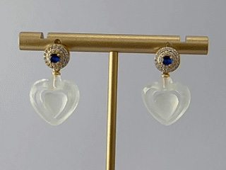 金色圆圈坛桃心耳钉 - 图片 4