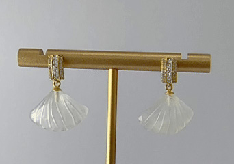 金色长方形贝壳耳钉 - 图片 4