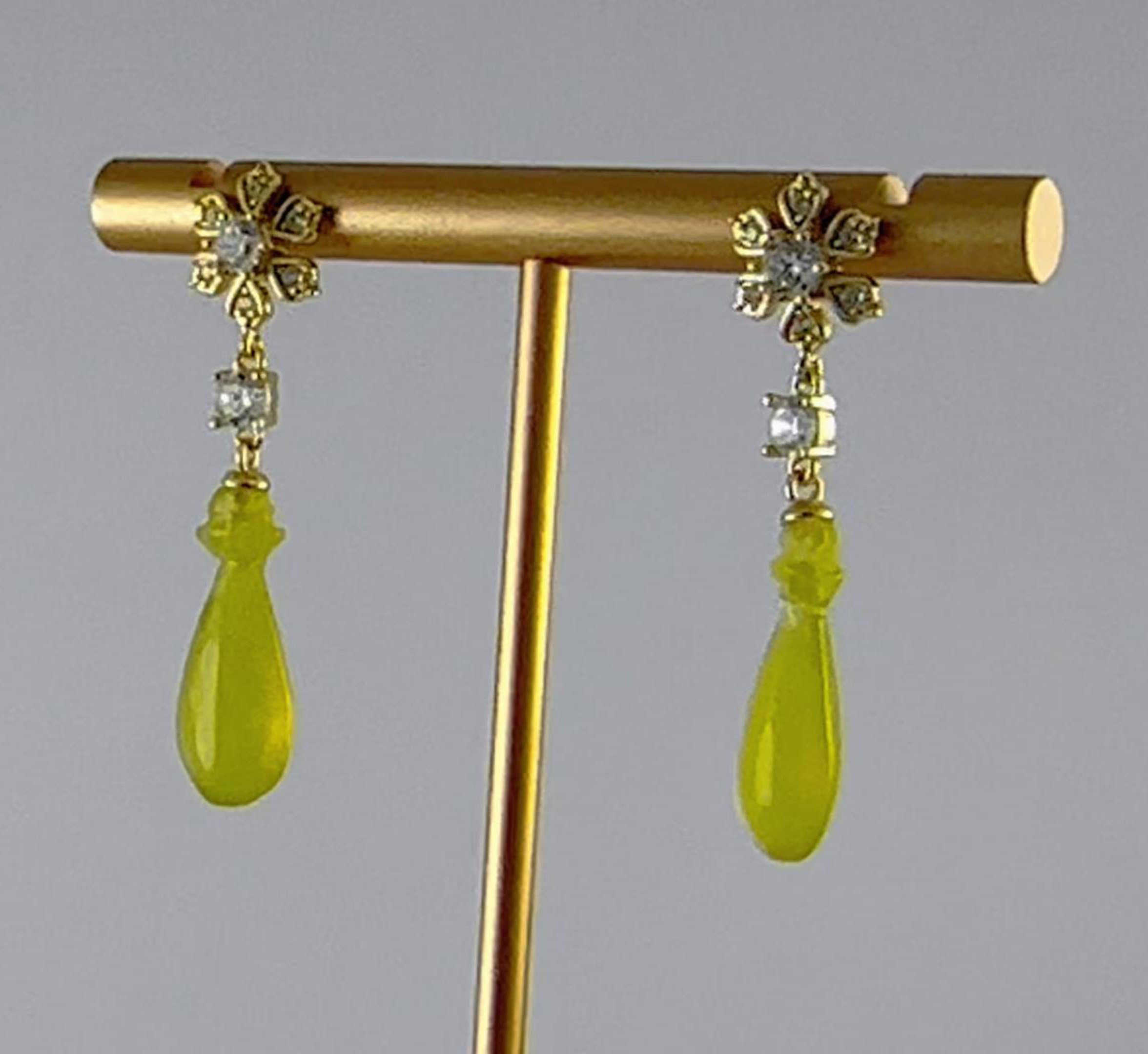 金色钻花朵平安瓶耳钉 - 图片 4