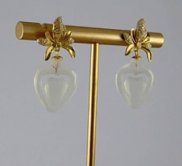 金色枫叶形桃心耳钉 - 图片 3