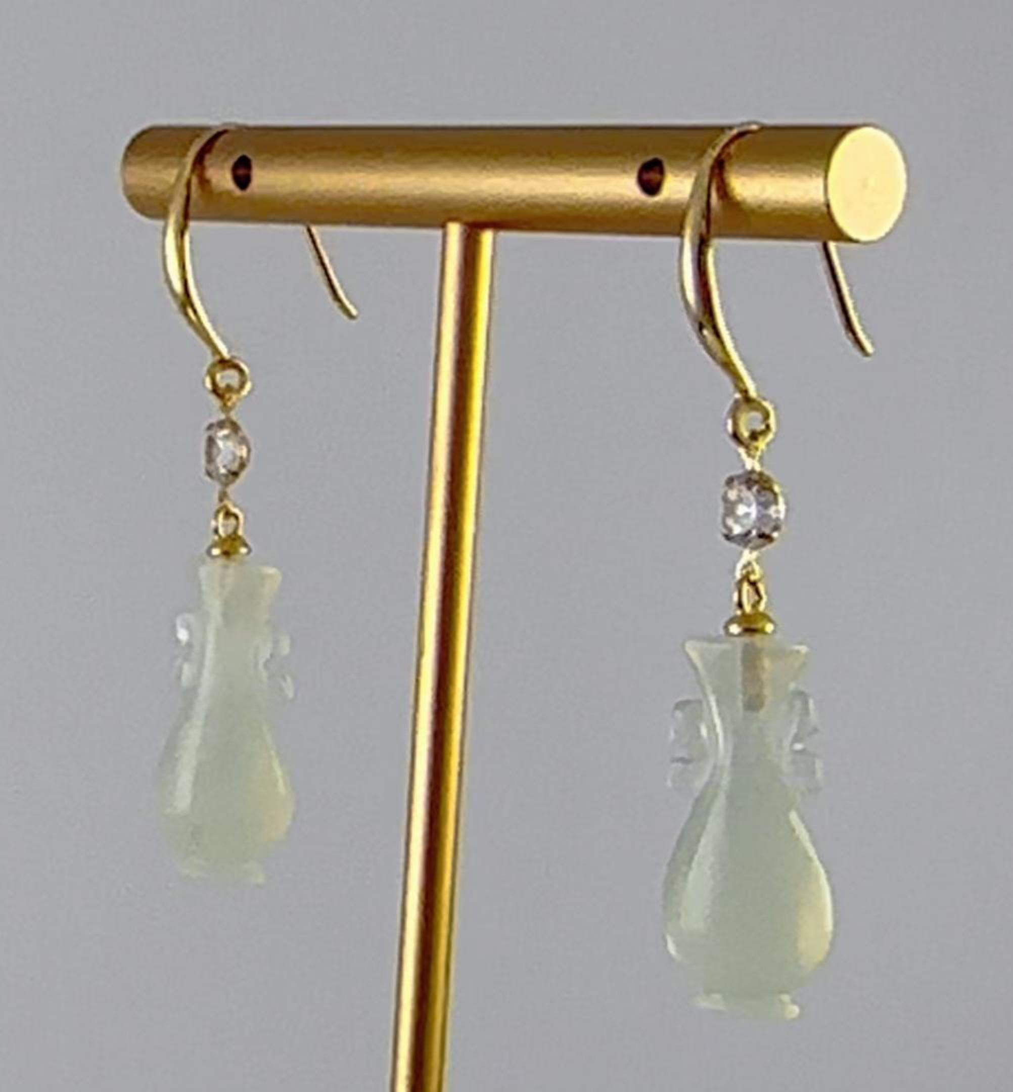 金色点钻如意瓶耳钩 - 图片 3