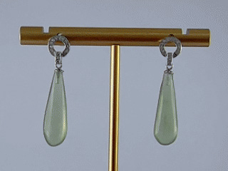 银色圆环形细长水滴耳钉 - 图片 3