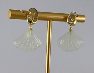 金色丝巾环形贝壳耳钉 - 图片 3