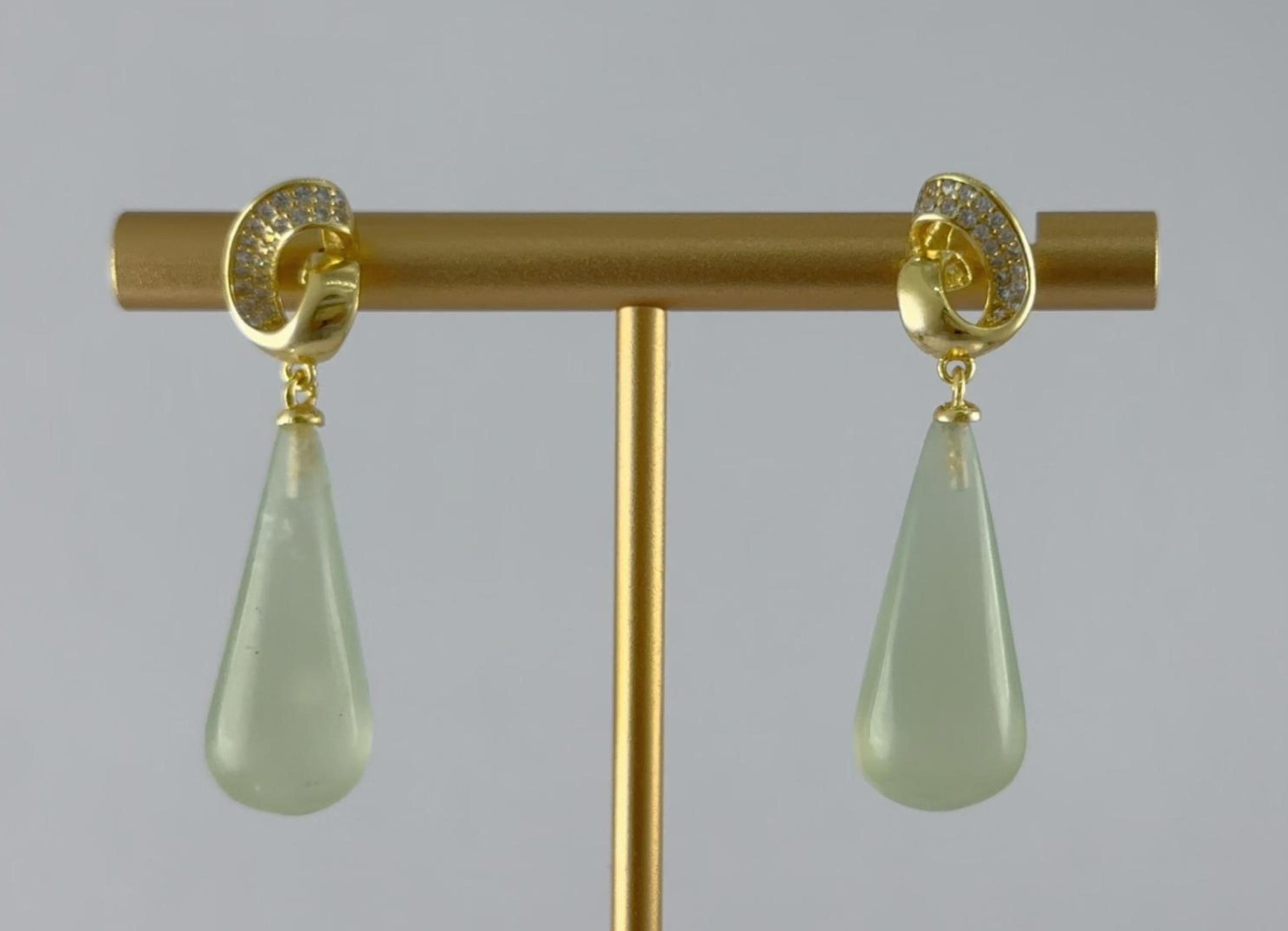 金色丝巾环形锥形水滴耳钉 - 图片 4