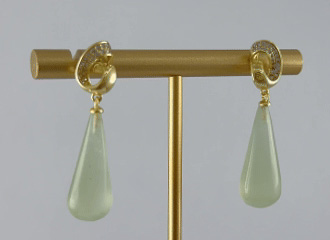 金色丝巾环形锥形水滴耳钉 - 图片 3