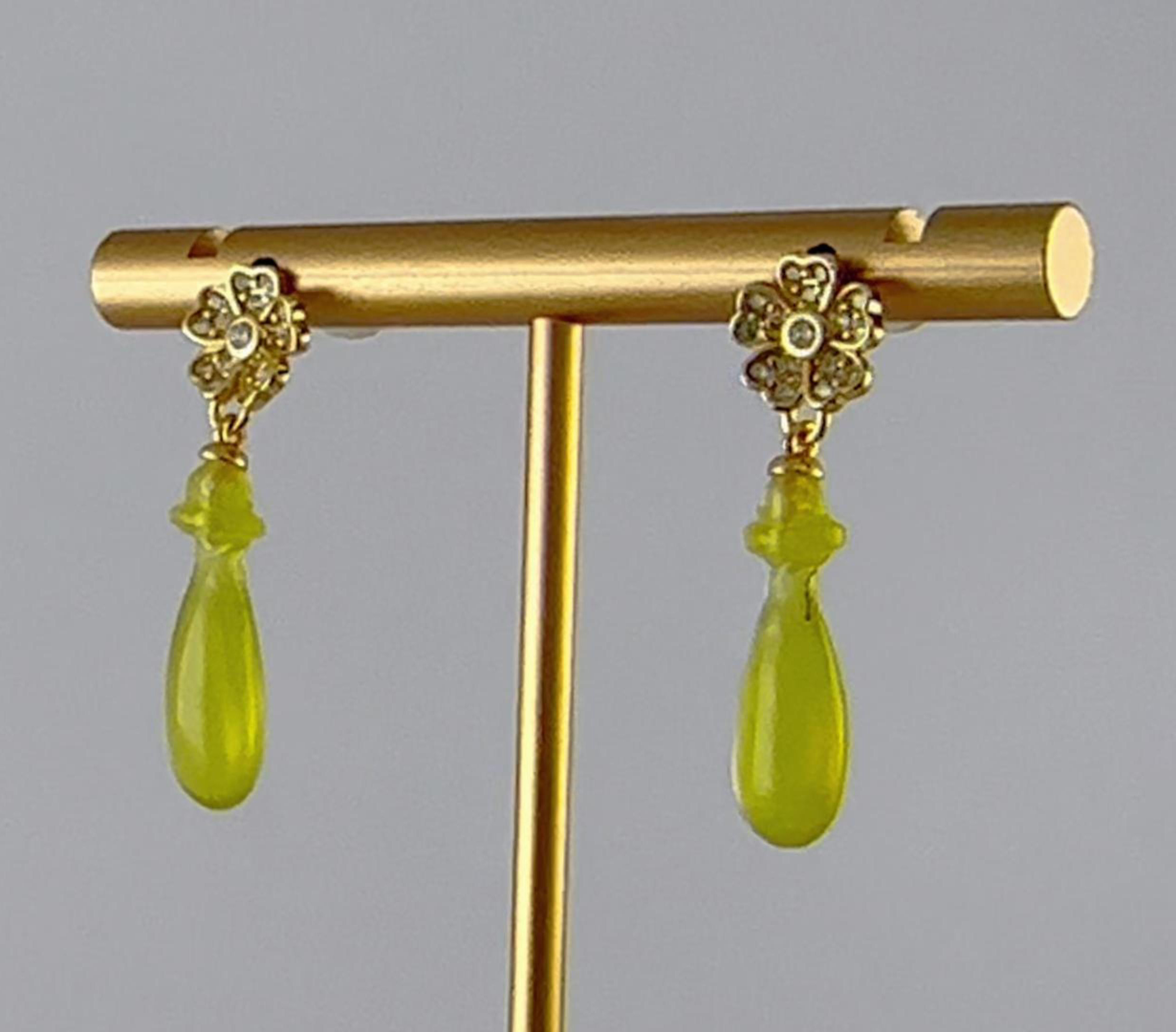 金色钻花朵平安瓶耳钉 - 图片 4