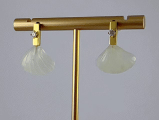 金色长方形贝壳耳钉 - 图片 3