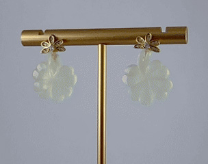 金色钻花朵四叶草耳钉 - 图片 3