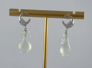 银色月亮星星如意瓶耳钉 - 图片 6