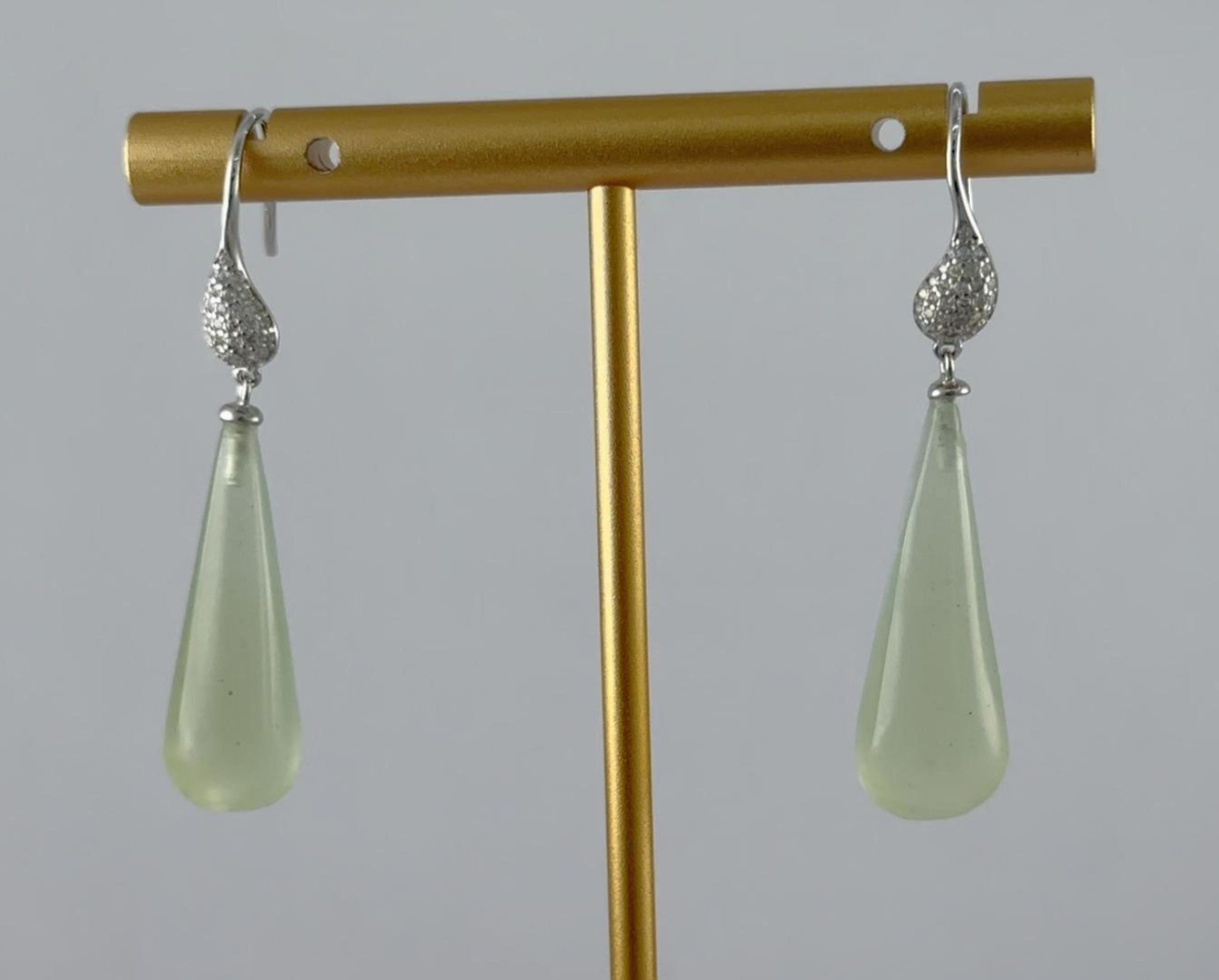 银色水滴形锥形水滴耳钩 - 图片 3