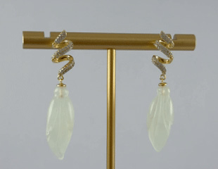 金色螺旋形玉兰花耳钉 - 图片 3