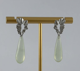 银色圆环形细长水滴耳钉 - 图片 3