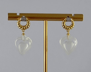 金色圆绳圈桃心耳钉 - 图片 3