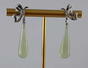 银色半丝带结形锥形水滴耳钉 - 图片 3