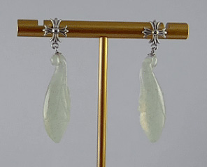 银色十字形玉兰花耳钉 - 图片 3