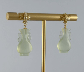 金色十字形如意瓶耳钉 - 图片 3