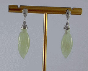 银色2层水滴形大玉兰花耳钉 - 图片 3