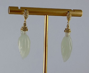 金色2层水滴形大玉兰花耳钉 - 图片 5