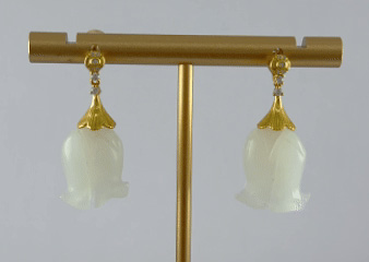 金色花瓣伞形铃兰花耳钉 - 图片 3