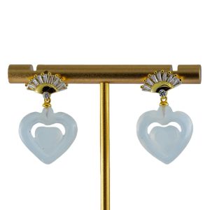 金色扇子形桃心耳钉