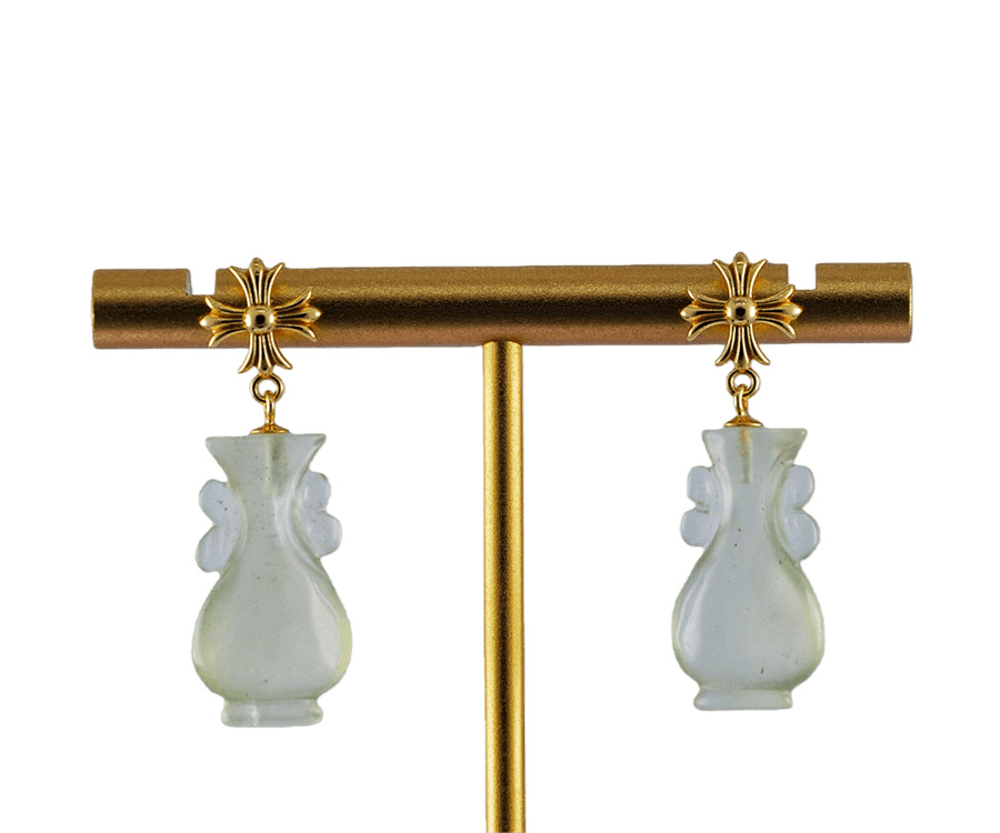 金色十字形如意瓶耳钉