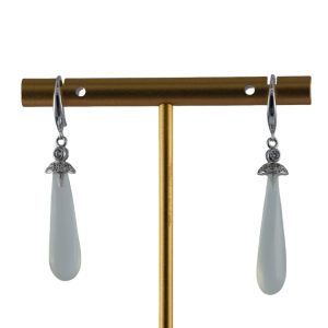 银色伞帽形细长水滴耳环