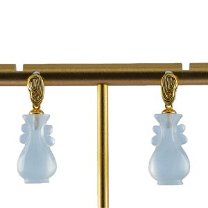 金色指纹形如意瓶耳钉