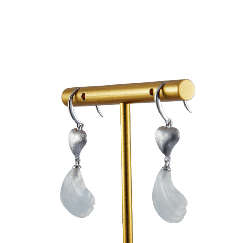 银色桃心形贝壳耳环 - 图片 2