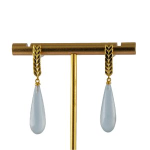金色麦穗形细长水滴耳钉