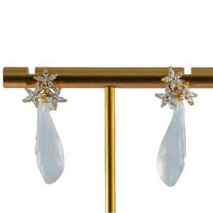 金色花瓣冠形玉兰花耳钉