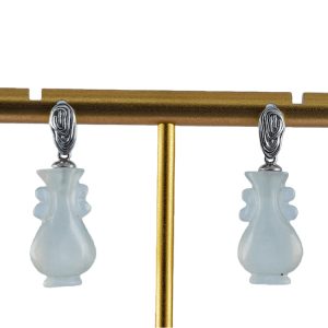 银色指纹形如意瓶耳钉