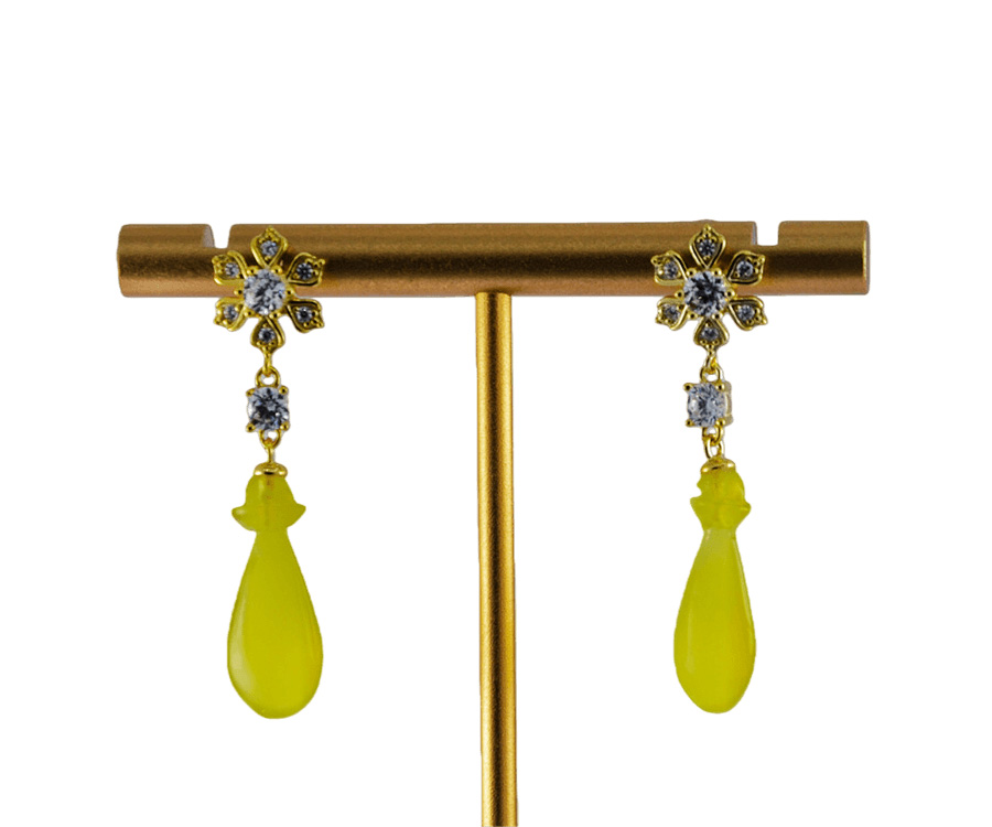 金色钻花朵平安瓶耳钉