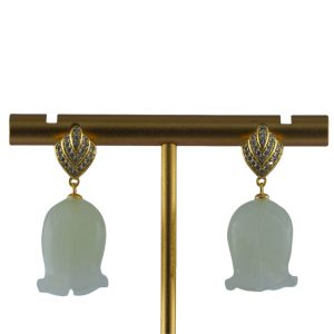 金色贝壳形铃兰花耳钉