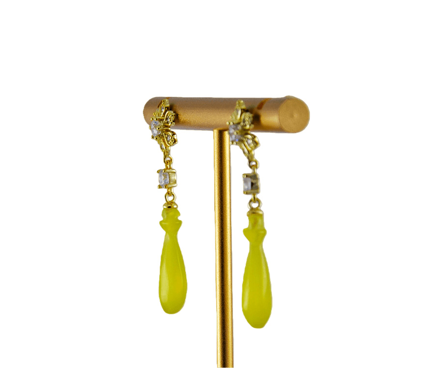 金色钻花朵平安瓶耳钉 - 图片 2