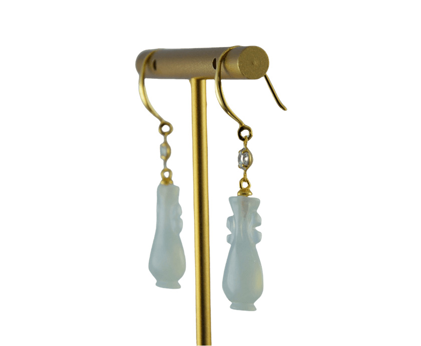 金色点钻如意瓶耳钩 - 图片 2