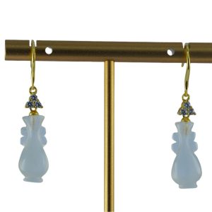 金色3颗水钻如意瓶耳钩