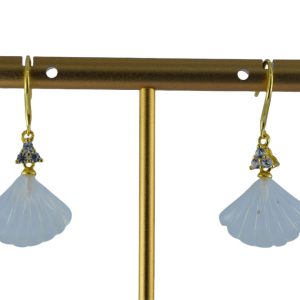 金色3颗水钻贝壳耳钩