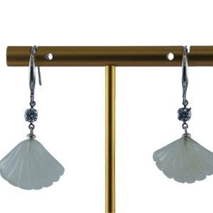 银色1颗水钻贝壳耳钩