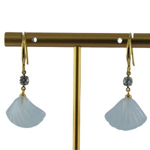 金色1颗水钻贝壳耳钩