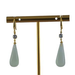 金色1颗水钻锥形水滴耳钩