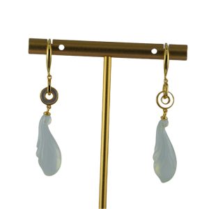 金色2连环玉兰花耳钩