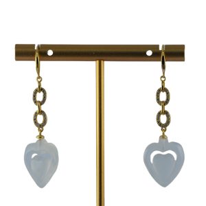 金色3连环桃心耳钩