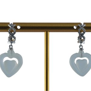 银色X形桃心耳环