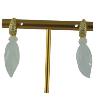 金色满镶锥形大玉兰花耳环