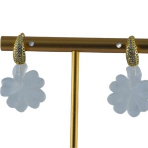 金色满镶锥形四叶草耳环