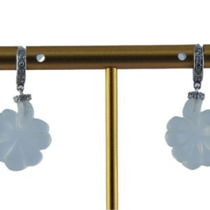 银色满镶水钻四叶草耳环